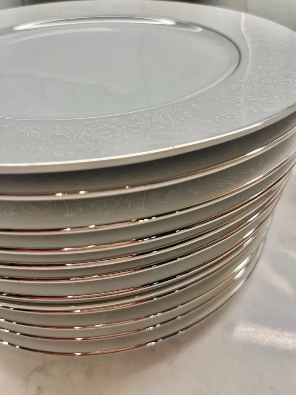 (7) Crown Victoria Fine China Dinner Plates, LOVELACE